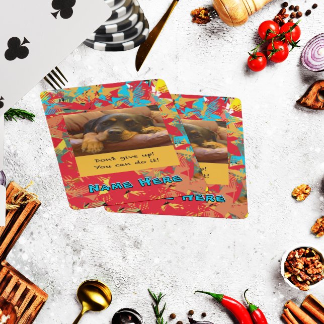 Personalize Name & Photo Cut Rotty Puppy Playing Cards (you can do it!)
