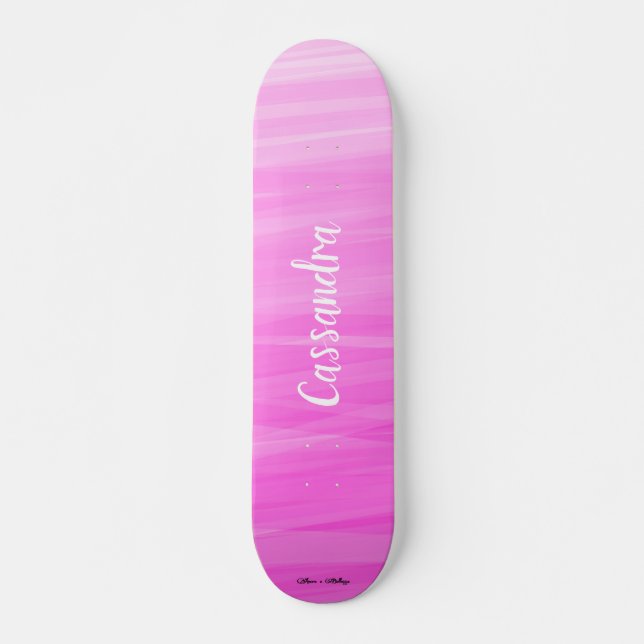 Personalize Name Pink Ombre Unique Girly Skateboard (Front)