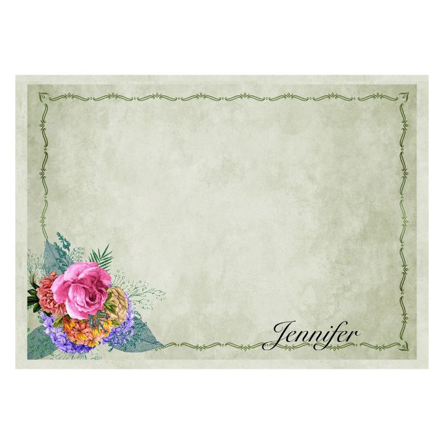 Personalize Name Pretty Pink Rose Personalized Post-it Notes (Creator Uploaded)