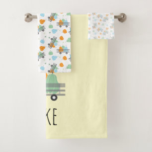 Personalize Name Pumpkin Harvest Pattern Bath Towel Set