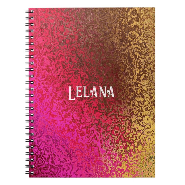 Personalize Name Purple Pin, Brown & Gold Shades Notebook (Front)