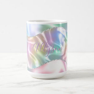 Personalize Name Purple Script, Iridescent Wave Coffee Mug