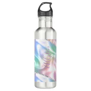 Personalize Name Purple Script Vertical Iridescent 710 Ml Water Bottle