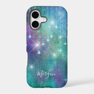 Personalize Name, Purple & Teal, Lights & Sparkle 