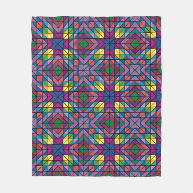 Personalize Name Quilt Pattern Throw Fleece Blanket (Front)