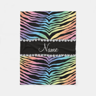 Personalize name rainbow tiger stripes fleece blanket