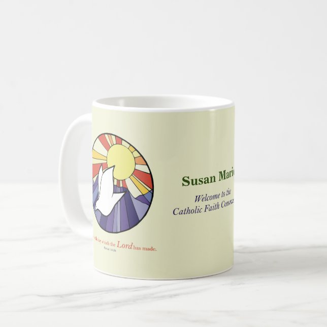Personalize Name, RCIA Dove Circle on Yellow Coffee Mug (Front Left)