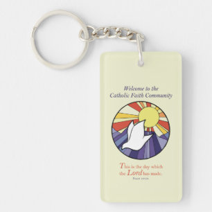 Personalize Name, RCIA Dove Circle on Yellow Keychain