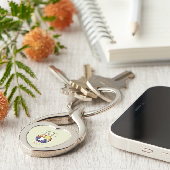 Personalize Name, RCIA Dove Circle on Yellow Keychain (Side)