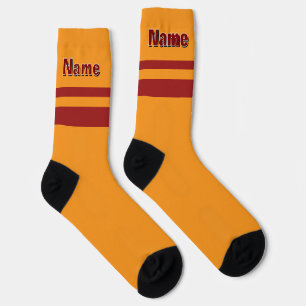 Personalize Name Red Band Mustard Yellow Socks