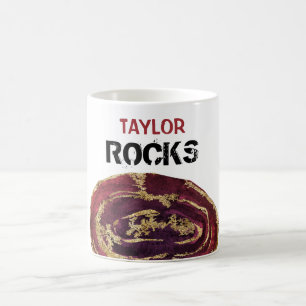 *~* Personalize NAME Rock Agate Gold Glitter Coffee Mug