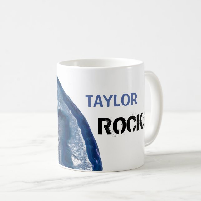 * Personalize NAME ROCKS Crystals Geode Agate Coffee Mug (Front Right)