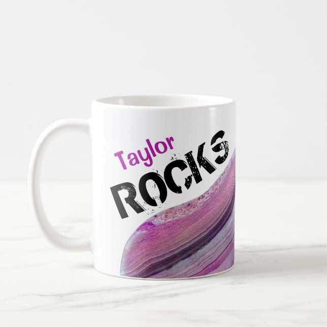 *~*  Personalize NAME ROCKS Lapidary Agate Stone Coffee Mug (Left)