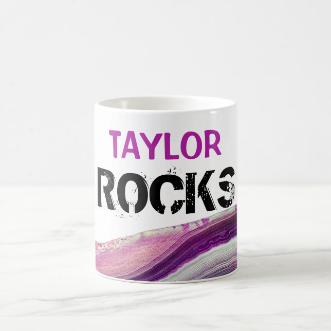 *~* Personalize Name - Rocks Lapidary Agate Stone Coffee Mug (Center)