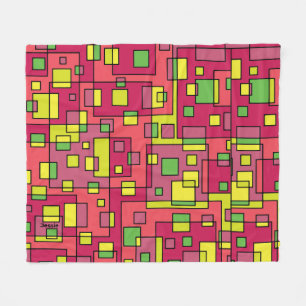 Personalize Name Rose Pink Lime Green Mod Abstract Fleece Blanket