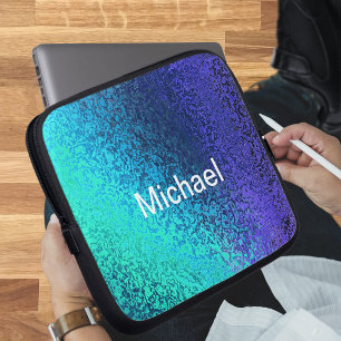 Personalize Name Shades in Blue Laptop Sleeve