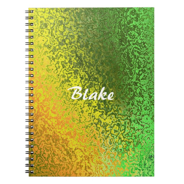 Personalize Name Shades of Yellow and Green Spiral Notebook (Front)