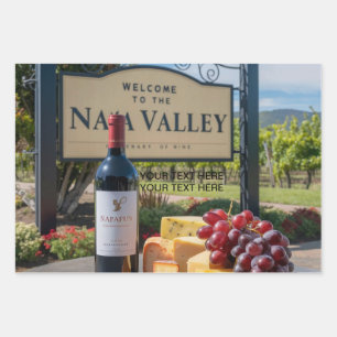 Personalize Name Text Napa Valley Wine Vineyard Wrapping Paper Sheet