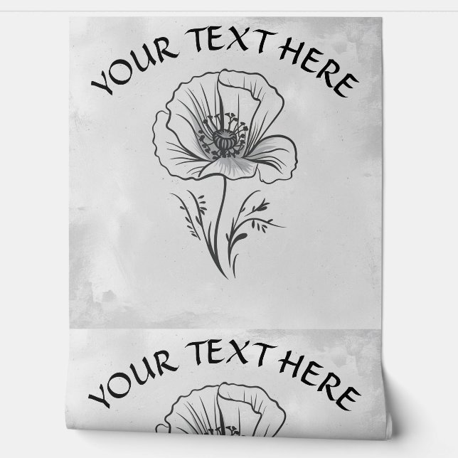 Personalize Name Text Simple Poppy Flower Wallpaper (Unrolling)