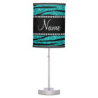 Personalize name turquoise glitter zebra stripes
