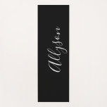 Personalize Name Vertical White Script, Black Yoga Mat<br><div class="desc">Personalize your Name vertically In large white Script Text on Black background. Click “Edit Using Design Tool” to change colours and type styles.</div>
