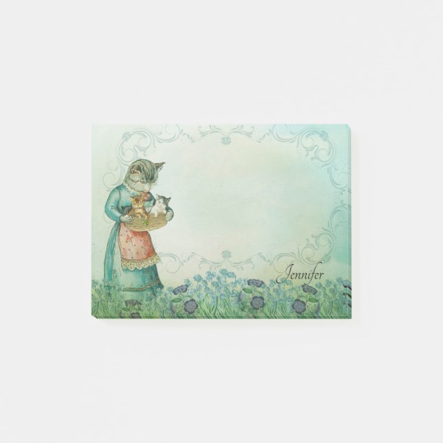 Personalize Name Victorian Cat Kittens Sweet Post-it Notes (Front)