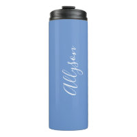 Personalize Name White Script Vertical, Blue