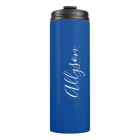 Personalize Name White Script Vertical, Deep Blue