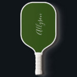 Personalize Name White Script Vertical ForestGreen Pickleball Paddle<br><div class="desc">Personalize your Name vertically In white Script Text on Forest Green background.</div>