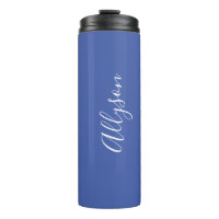 Personalize Name White Script Vertical, Med. Blue