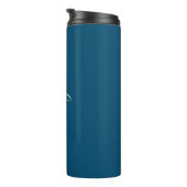 Personalize Name White Script Vertical Ocean Blue  Thermal Tumbler (Rotated Right)