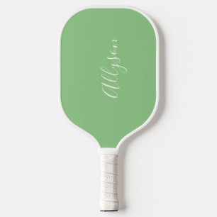 Personalize Name, White Script, Vertical on Sage Pickleball Paddle