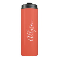 Personalize Name White Script Vertical, Orange Red