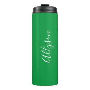 Personalize Name Wht Script Vertical, Kelley Green Thermal Tumbler