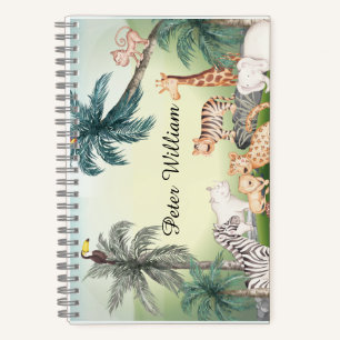 Personalize Name wild Animal,Back To School Notebo Notebook