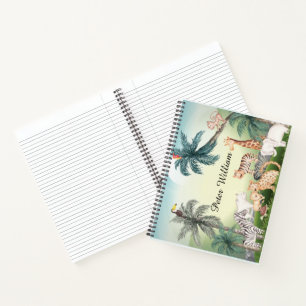 Personalize Name wild Animal,Back To School Notebook