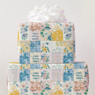 Personalize Name Women's Birthday Country Quilt Wrapping Paper
