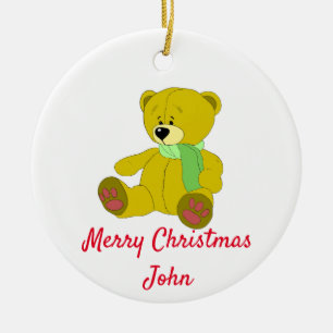 Personalize Named Teddy Ceramic Ornament