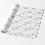 Personalize Names, Anniversary Year, Grey Script Wrapping Paper<br><div class="desc">Personalize Names,  Anniversary Year and Message in Grey Script text; perfect for wrapping that special gift. Click “Customize” to change colours and type styles.</div>