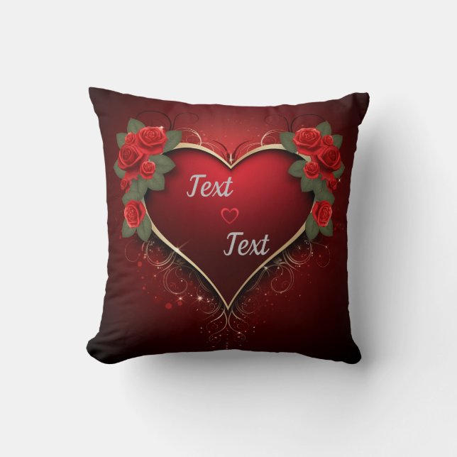 Personalize Name's Heart Romantic  Throw Pillow (Front)