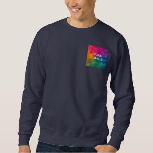 Personalize Navy Blue Add Image Logo Template Sweatshirt
