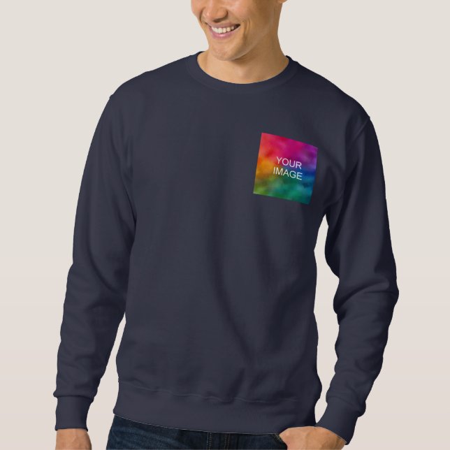 Personalize Navy Blue Add Image Logo Template Sweatshirt (Front)