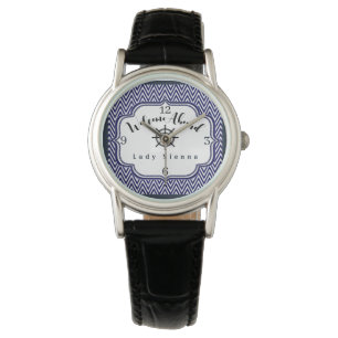 Personalize Navy Blue and White with Ship Wheel Watch