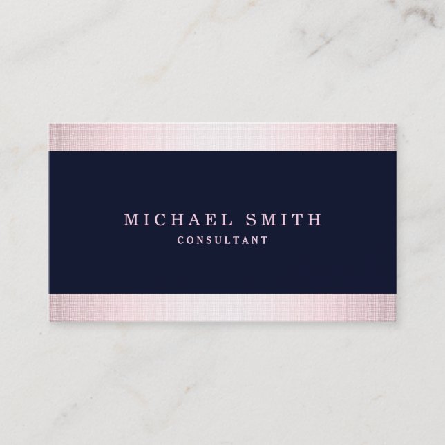 Personalize Navy Blue Gold Striped Modern Stylish Business Card (Front)
