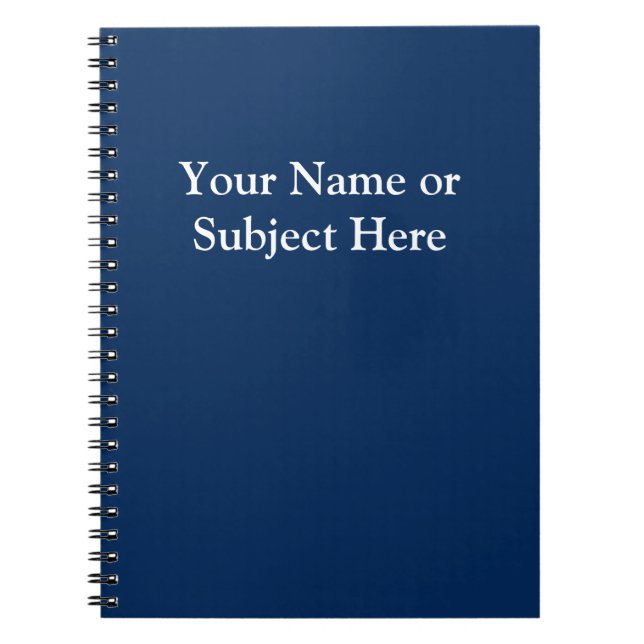 Personalize Navy Blue White School Business  Notebook (Front)