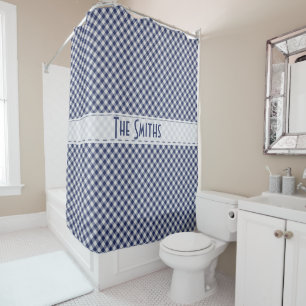 Personalize:  Navy Gingham Check Diagonal Pattern