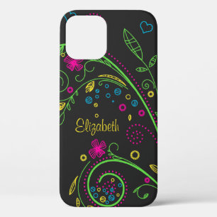 Personalize Neon Floral iPhone 12 Case