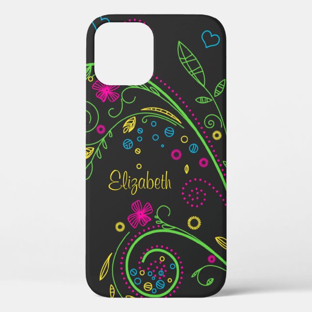 Personalize Neon Floral Case-Mate iPhone Case (Back)
