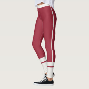 Personalize Neutral Dark Maroon Stripes Athleisure Leggings