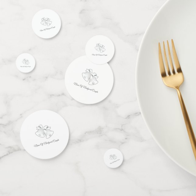 Personalize Newlyweds Wedding Bells White   Confetti (Group)